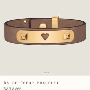 As de Coeur Brown Leather Bracelet with Gold Accents
